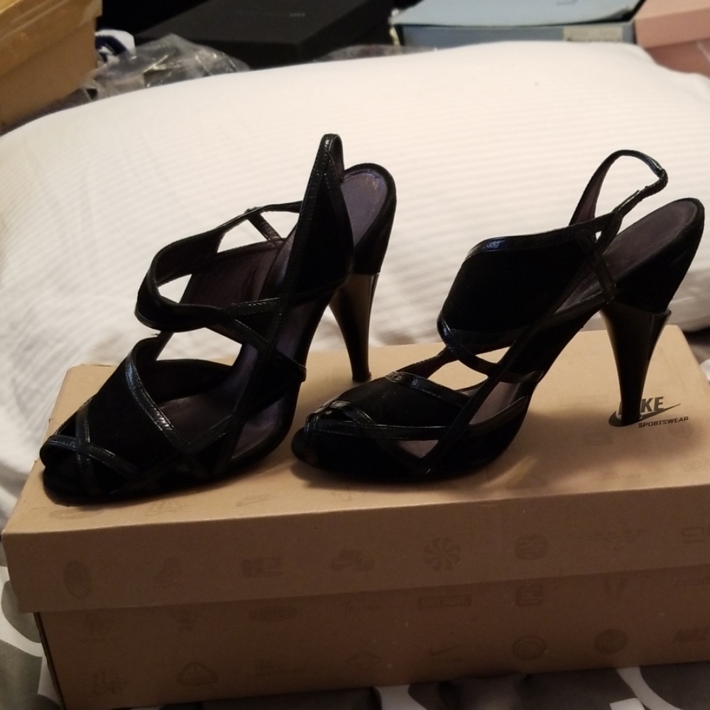 Georgina Goodman black leather and suede sandals